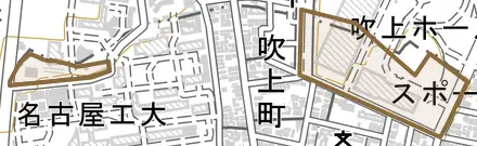 吹上とその周辺の地図。町の範囲を重ねている