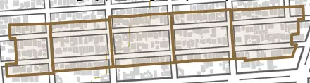 戸田町とその周辺の地図。町の範囲を重ねている