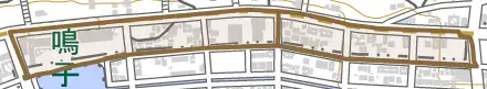 相川とその周辺の地図。町の範囲を重ねている