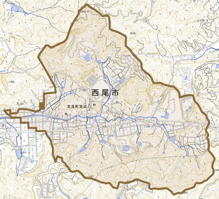 吉良町宮迫とその周辺の地図。町の範囲を重ねている
