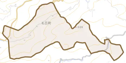 毛呂町とその周辺の地図。町の範囲を重ねている