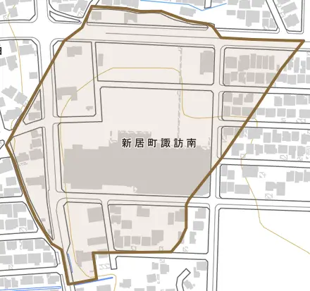 新居町諏訪南とその周辺の地図。町の範囲を重ねている