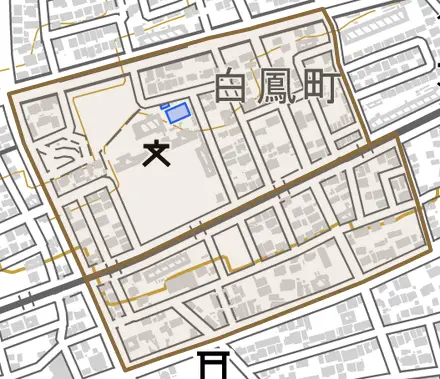 白鳳町とその周辺の地図。町の範囲を重ねている