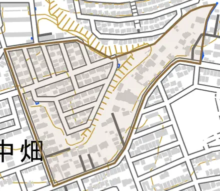 南新町白山とその周辺の地図。町の範囲を重ねている