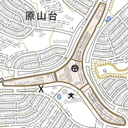 菱野台とその周辺の地図。町の範囲を重ねている