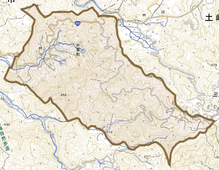 片草町とその周辺の地図。町の範囲を重ねている