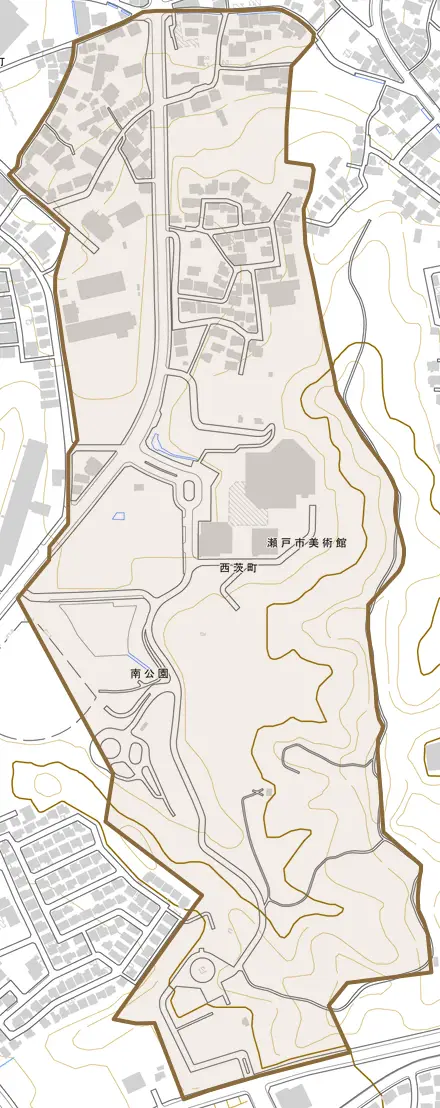 西茨町とその周辺の地図。町の範囲を重ねている