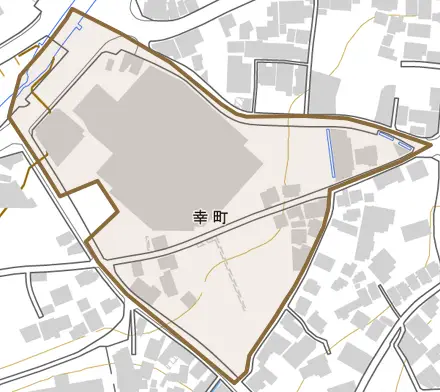 幸町とその周辺の地図。町の範囲を重ねている