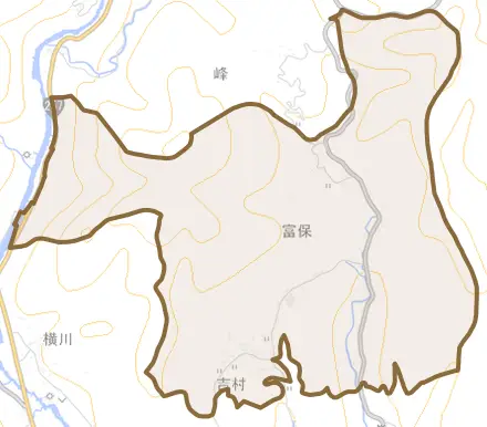 富保とその周辺の地図。町の範囲を重ねている