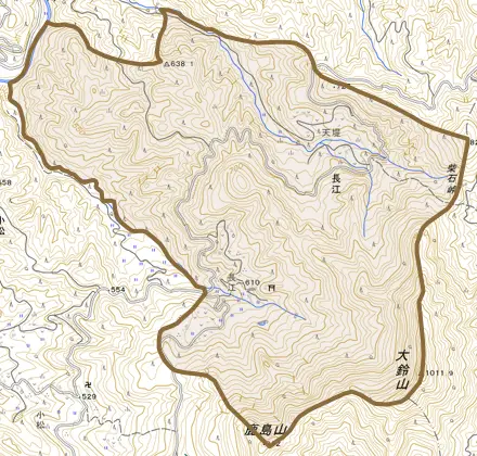 長江とその周辺の地図。町の範囲を重ねている
