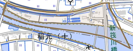 大字重宝とその周辺の地図。町の範囲を重ねている
