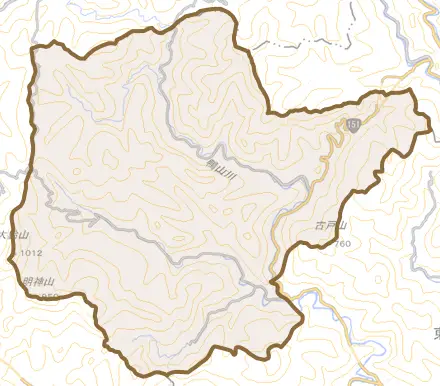 大字振草とその周辺の地図。町の範囲を重ねている