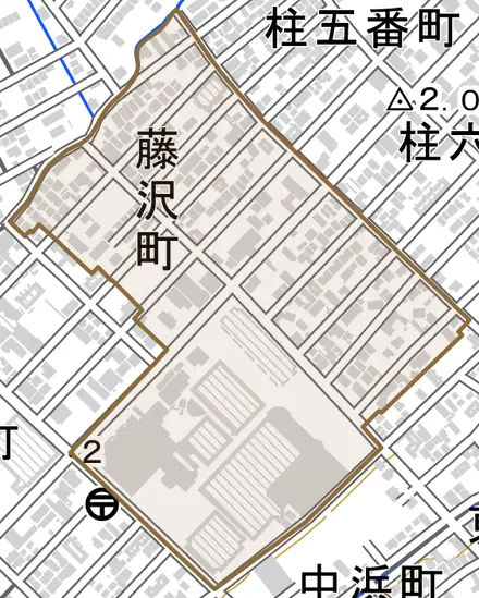 藤沢町とその周辺の地図。町の範囲を重ねている