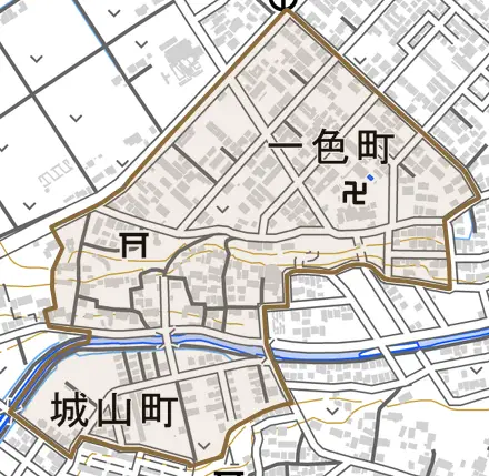 一色町とその周辺の地図。町の範囲を重ねている