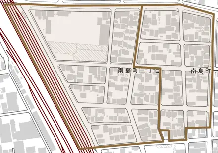 南島町とその周辺の地図。町の範囲を重ねている