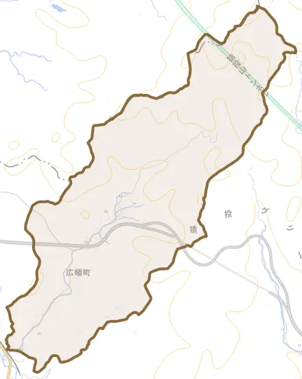 広幡町とその周辺の地図。町の範囲を重ねている