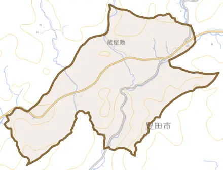 北篠平町とその周辺の地図。町の範囲を重ねている