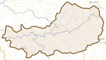 御内町とその周辺の地図。町の範囲を重ねている