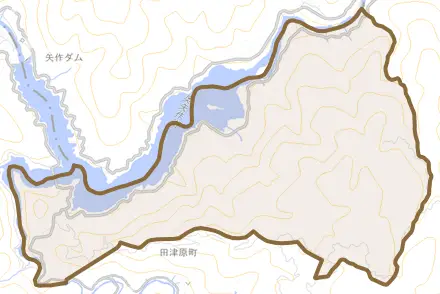 牛地町とその周辺の地図。町の範囲を重ねている