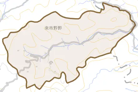 東郷町とその周辺の地図。町の範囲を重ねている