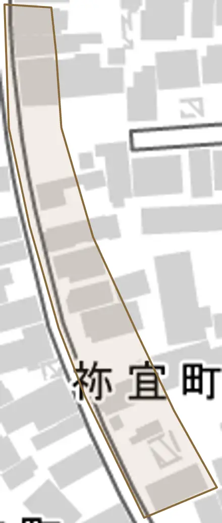 浦方町とその周辺の地図。町の範囲を重ねている