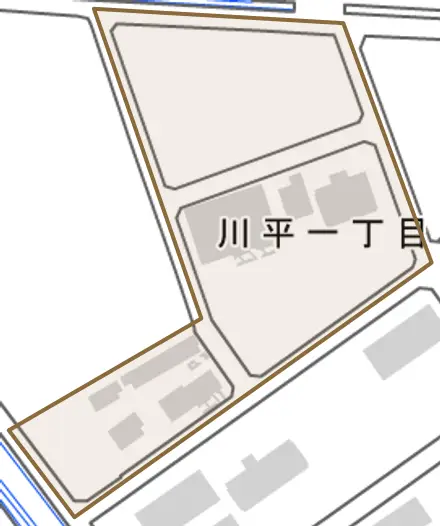 川平とその周辺の地図。町の範囲を重ねている