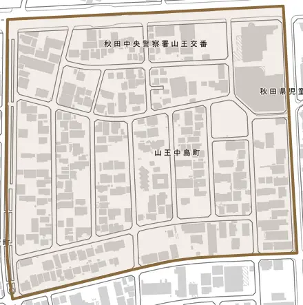 山王中島町とその周辺の地図。町の範囲を重ねている