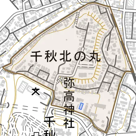 千秋北の丸とその周辺の地図。町の範囲を重ねている