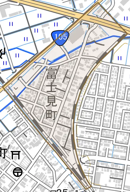 富士見町とその周辺の地図。町の範囲を重ねている