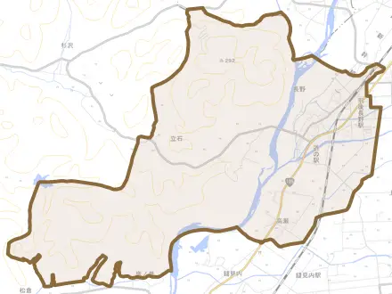長野とその周辺の地図。町の範囲を重ねている