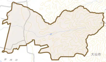 豊岡とその周辺の地図。町の範囲を重ねている
