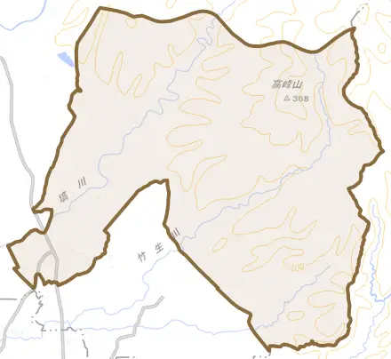 峰浜塙とその周辺の地図。町の範囲を重ねている