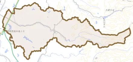 昭和豊川竜毛とその周辺の地図。町の範囲を重ねている