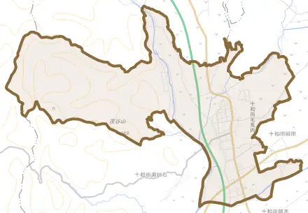十和田毛馬内とその周辺の地図。町の範囲を重ねている