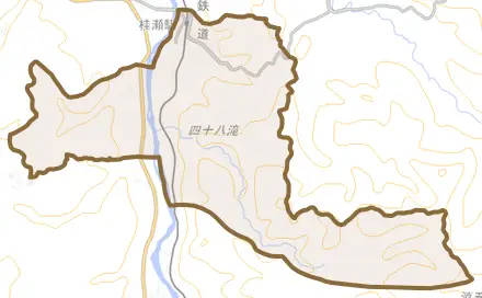 桂瀬とその周辺の地図。町の範囲を重ねている