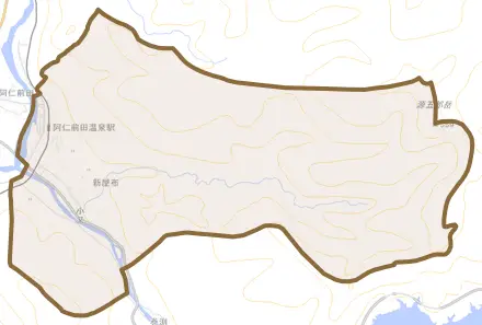 小又とその周辺の地図。町の範囲を重ねている