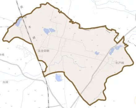 志戸橋とその周辺の地図。町の範囲を重ねている