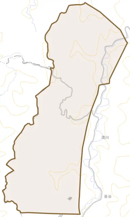 二ツ井町濁川とその周辺の地図。町の範囲を重ねている