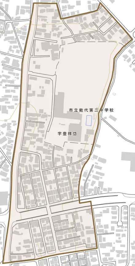 字豊祥岱とその周辺の地図。町の範囲を重ねている