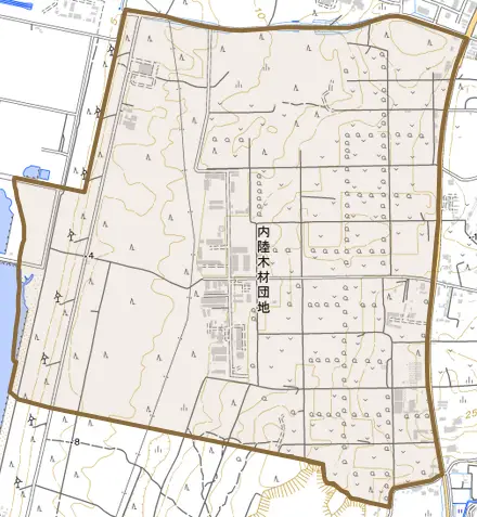 河戸川とその周辺の地図。町の範囲を重ねている