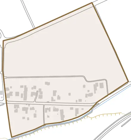 槐とその周辺の地図。町の範囲を重ねている