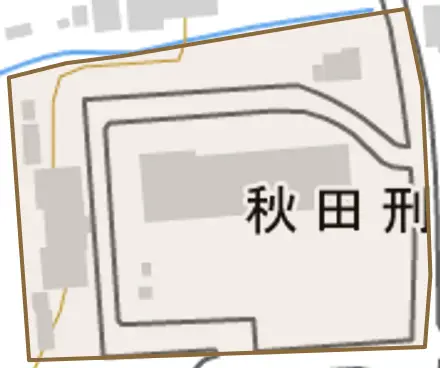 字扇田道下とその周辺の地図。町の範囲を重ねている