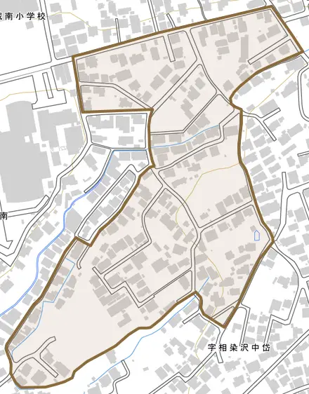 字桜町南とその周辺の地図。町の範囲を重ねている