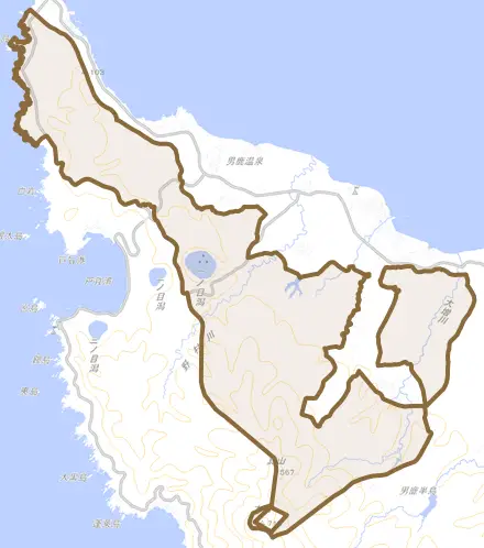 北浦北浦とその周辺の地図。町の範囲を重ねている