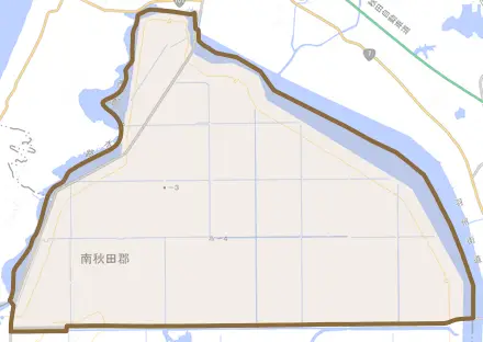 字方口とその周辺の地図。町の範囲を重ねている