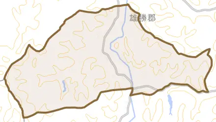 下仙道とその周辺の地図。町の範囲を重ねている