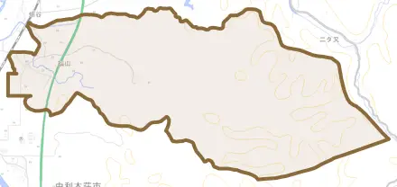 福山とその周辺の地図。町の範囲を重ねている