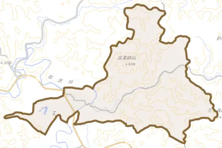 東由利老方とその周辺の地図。町の範囲を重ねている