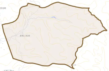 岩城上蛇田とその周辺の地図。町の範囲を重ねている