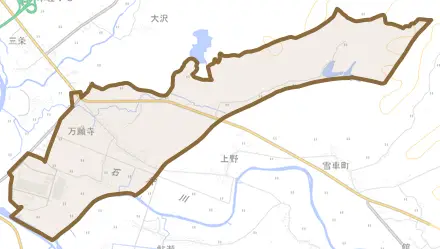 万願寺とその周辺の地図。町の範囲を重ねている
